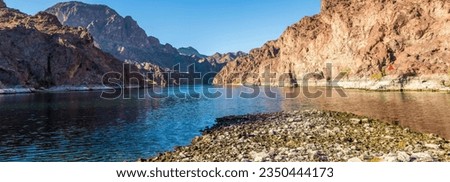Unveiling Nature's Impact: 4K Video of Hoover Dam with Remarkably Low Water Levels Royalty-Free Stock Photo #2350444173