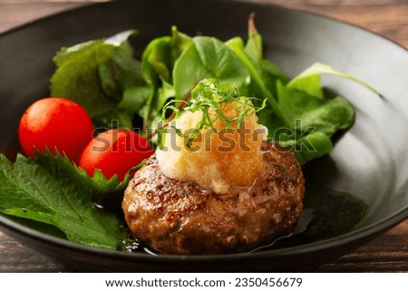 Japanese-style hamburger steak topped with grated radish