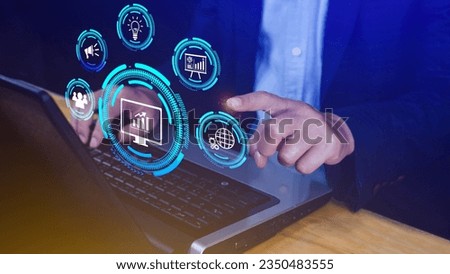 Hand touching the sign of Digital marketing internet advertising and sales increase business technology concept, online marketing, Ebusiness, Ecommerce, Big data analytics and Business online.