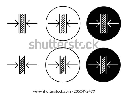 Thickness icon set. thin sign. thick layer vector symbol in black filled and outlined style. Royalty-Free Stock Photo #2350492499