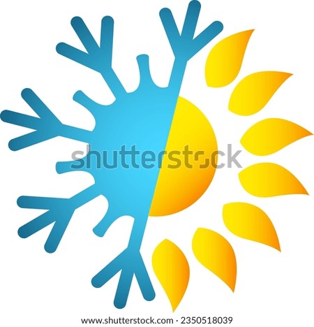 Sun snowflake unique design. Design for air conditioner and heating