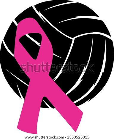 Volleyball with Pink Cancer Awareness Ribbon
