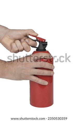 a powder fire extinguisher with a transparent background