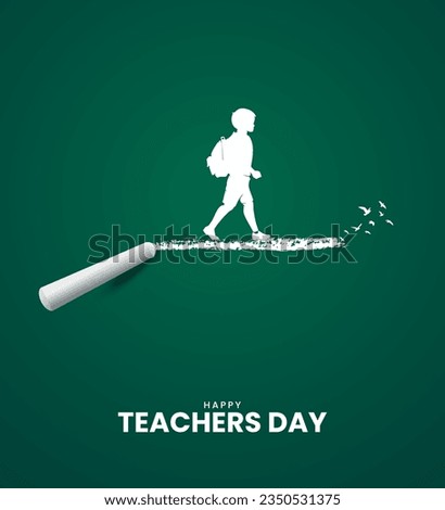Happy Teachers Day! Design for banner poster, 3D Illustration Royalty-Free Stock Photo #2350531375