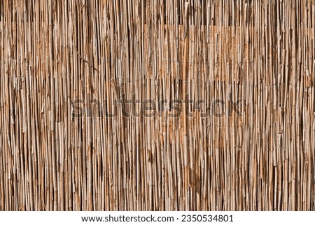 Handmade fence made of dried reeds as background. Royalty-Free Stock Photo #2350534801