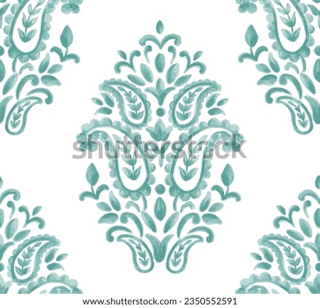 watercolor paisley repeat pattern vector 