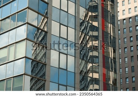 windows of high-rise buildings close-up.