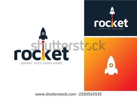 Launching Take Off Rocket Jet Plane Space modern logo word mark logotype design Royalty-Free Stock Photo #2350565535