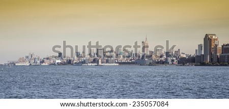 View of Manhattan skyline in NYC.