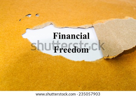 Text financial freedom on brown envelope 