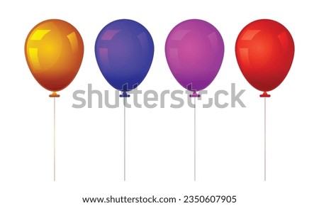 Vector colorful flying balloons in a row