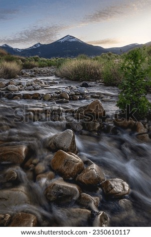 Seasonal creek with the beautiful mountains of Great Basin National Park in the background