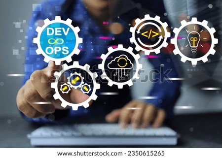 Devops concept. data science or software developer, software engineer work on pc in office with project management task on agile methodology, development Operations programming technology. Royalty-Free Stock Photo #2350615265