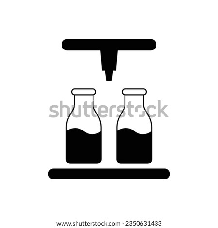 Milk pouring in bottle icon design. Automatic milking system vector icon. isolated on white background. vector illustration