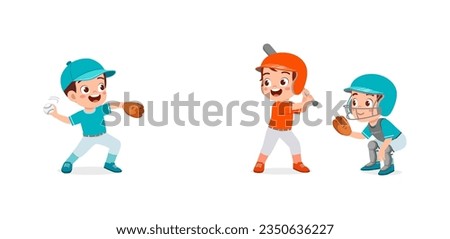 little kid playing baseball with friend and feeling happy