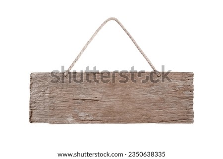old wooden sign planks with rope textures isolated on white