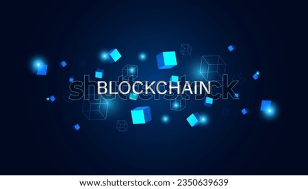 Digital square abstract and digital circuit, circle, hi-tech, blockchain, technology, cryptocurrency, decentralized on blue background, modern, futuristic.