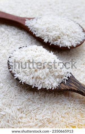 Raw super kernel basmati rice long grain Royalty-Free Stock Photo #2350665913
