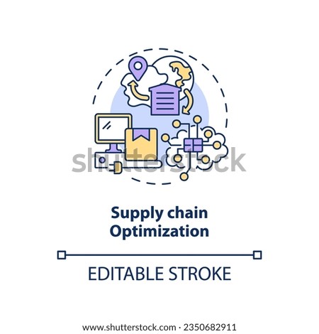 2D editable supply chain optimization thin line icon concept, isolated vector, multicolor illustration representing overproduction.