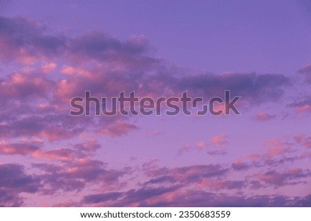 Sunset Pink and Purple Clouds on Blue Sky