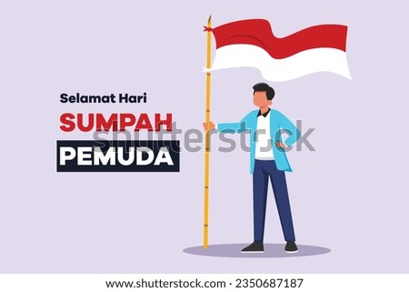 Selamat Hari Sumpah Pemuda. Translation Happy Indonesian Youth Pledge. Colored flat vector illustration isolated. 