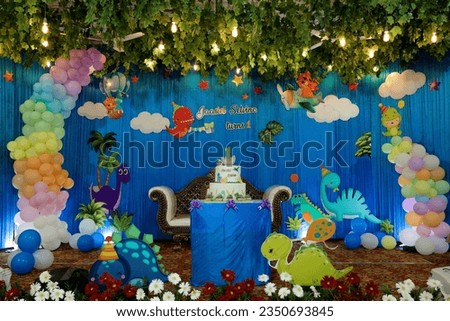 Birthday stage decoration jurassic park theme celebration stage background happy birthday