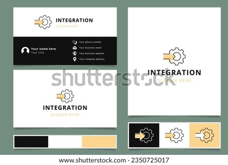 Integration logo design with editable slogan. Branding book and business card template.