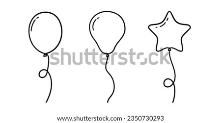 Vector drawing of hot air balloons in doodle style