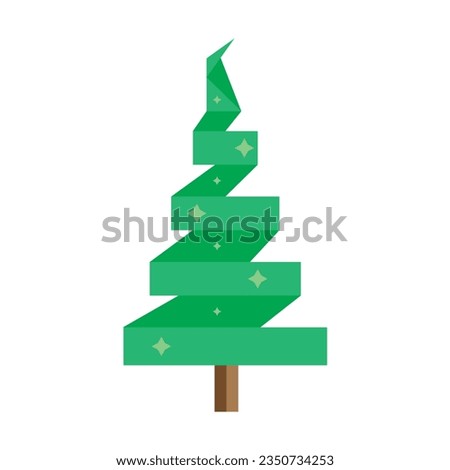 Christmas tree cartoon icon. Green silhouette decoration trees signs, isolated. Flat design. Symbol of holiday, winter, Christmas celebration, New Year illustration