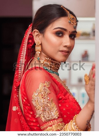 a cute beautiful and a very sweet looking bengali girl with a smiling face Royalty-Free Stock Photo #2350770003