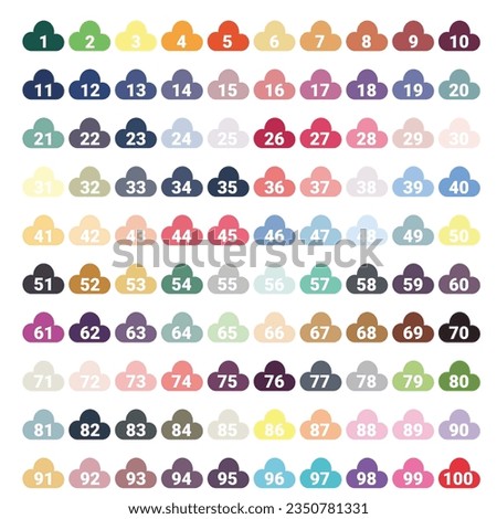 numbers one to 100 with colorful bubbles Royalty-Free Stock Photo #2350781331