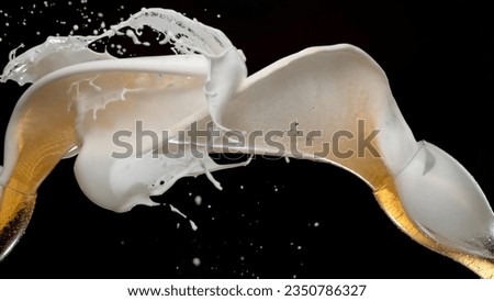 3d milk splash, white liquid, spiral jet, paint, clip art isolated on black background
