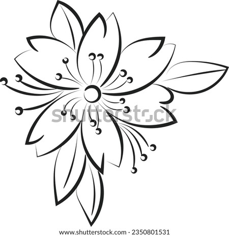 Flower Line Art for print or use as poster, card, flyer or T Shirt