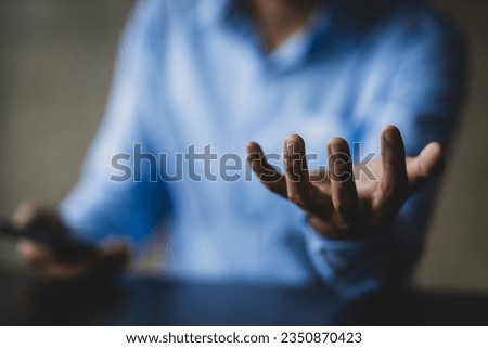 Man hand holding icon. Image to put icon.