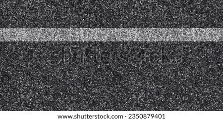 Seamless asphalt texture with unbroken white line at the side for road boundary, grunge tarmac surface with lateral continuous stripe, top view