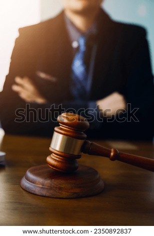 Businessman and Male lawyer or judge consult having team meeting with client, Law and Legal services concept.