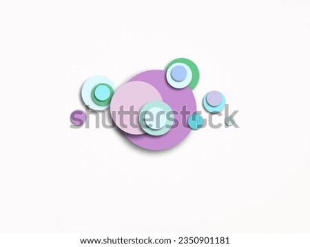 White background image with small and large circles, purple, green, blue, gray, placed alternately, very beautiful.

