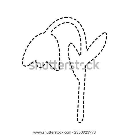 A Vector sticker of one dark gray tulip or bell flower isolated on a white background