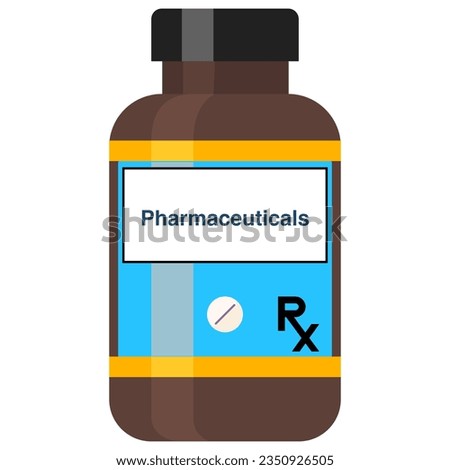 Pharmaceuticals medication bottle with drug label for pharmacy industry.