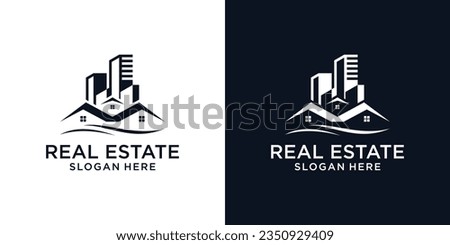 Modern abstract real estate building and construction logo design concept	