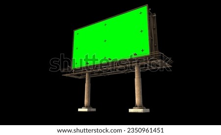 Green screen billboard with chroma key tracking markers 3d illustration