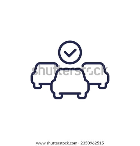 car fleet icon on white, line vector Royalty-Free Stock Photo #2350962515