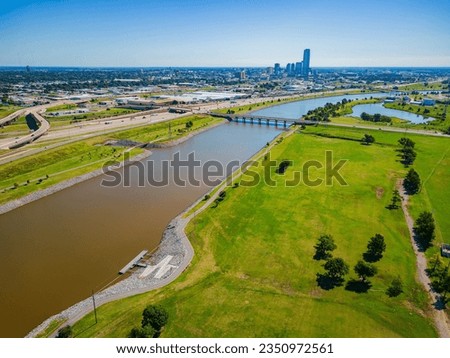 Aerial view of downtown skyline at Oklahoma