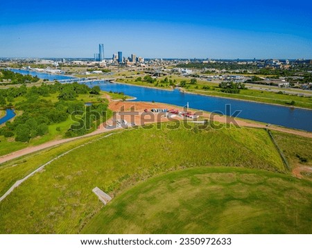 Aerial view of downtown skyline at Oklahoma