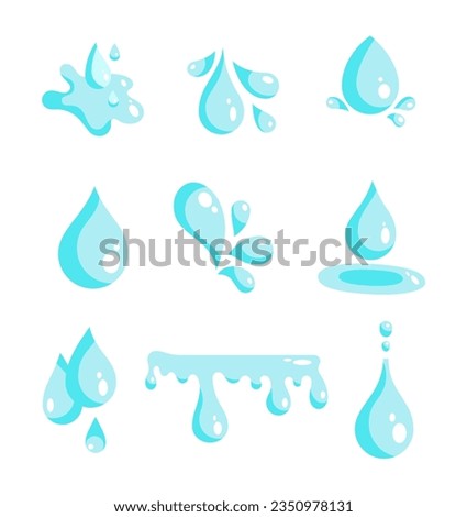 Water splash drop. Fluid bubble shape. Vector drawing. Collection of design elements.
