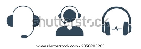 headphones and microphone icon. call center agent with headphone vector illustration.