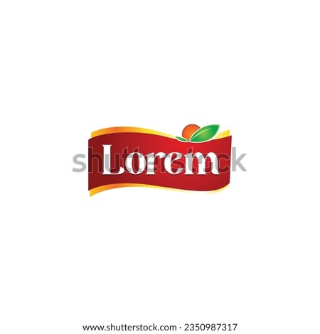 RED oval shape Vector Food company logo design template ideal for agriculture, organic food, grocery, natural harvest, baby food, cookies, cereals.