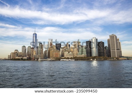 Skyline of Lower Manhattan NYC.