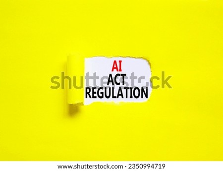 AI act regulation symbol. Concept words AI artificial intelligence act regulation on beautiful white paper. Beautiful yellow background. Business AI act regulation concept Copy space
