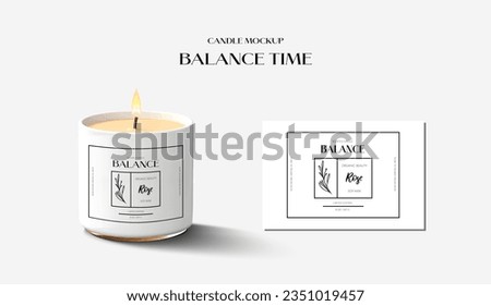 Candle mockup template. Outline minimalistic label  Royalty-Free Stock Photo #2351019457